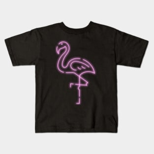 Neon Pink Flamingo Kids T-Shirt